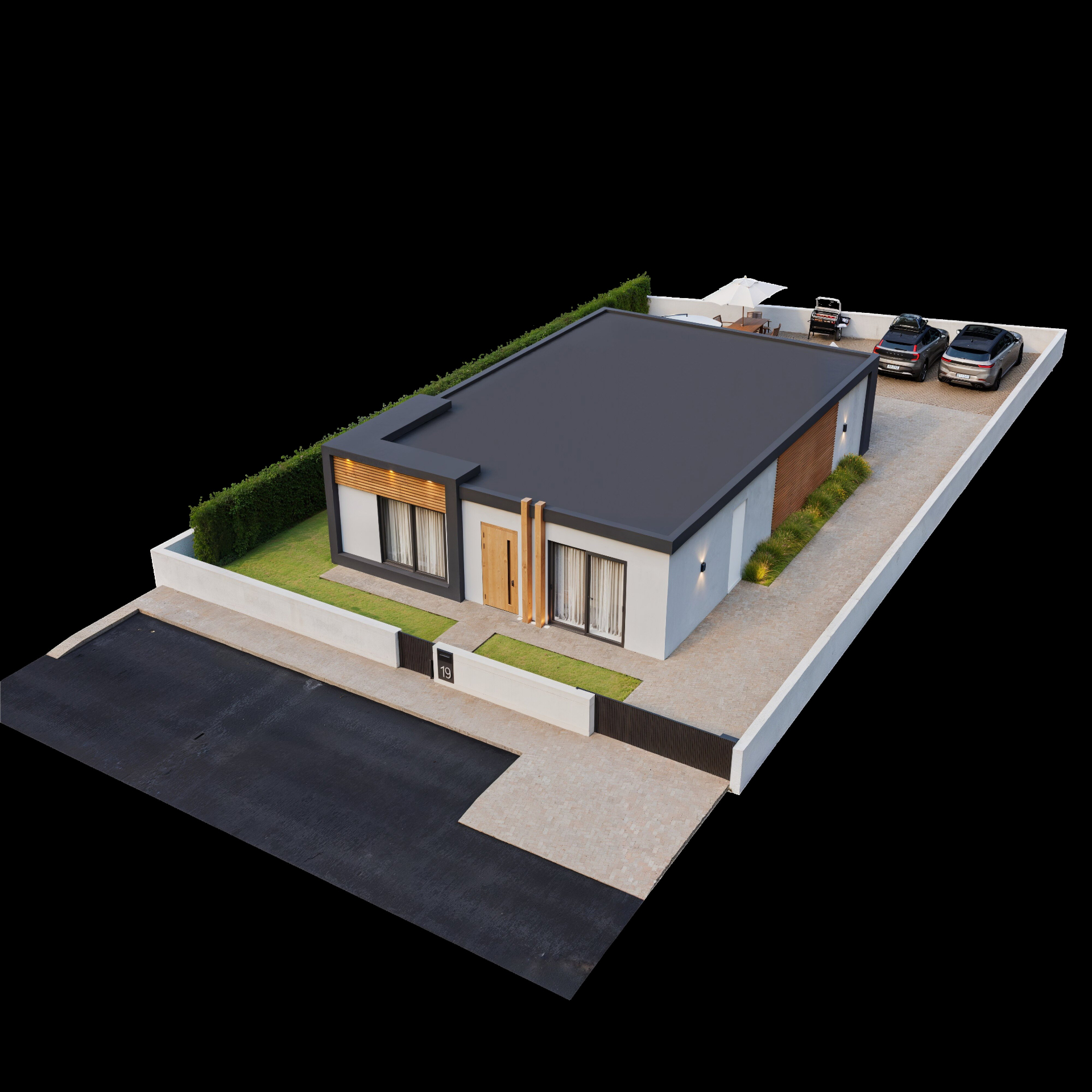 Vista isométrica da moradia T3 · Lote 04